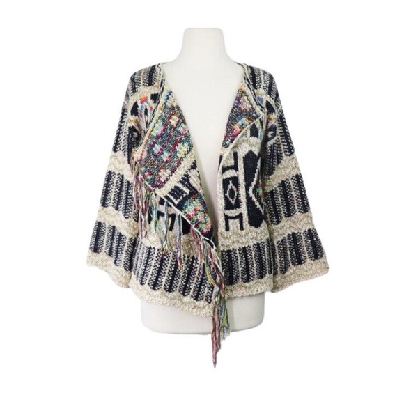 Anthropologie Sweaters - Anthropologie Moth Spectra Sweater Womens Tassel Fringe Knit Cardigan